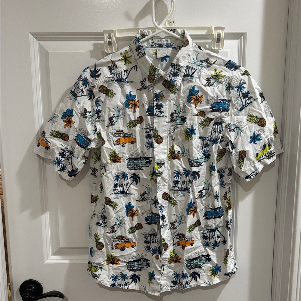 Falls Creek Kids Tropical Print Polo - White, Blue, Orange